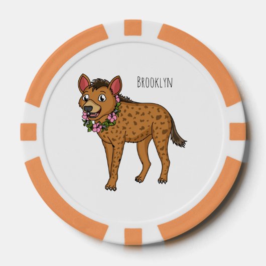 Afbeelding van de cartoon van hyena en bloemen poker chips (Voorkant)