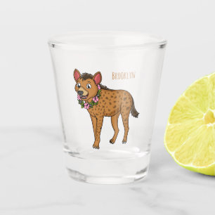 Afbeelding van de cartoon van hyena en bloemen shot glas