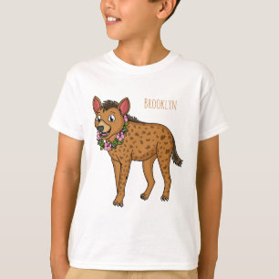 Afbeelding van de cartoon van hyena en bloemen t-shirt