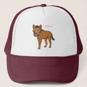 Afbeelding van de cartoon van hyena en bloemen trucker pet
