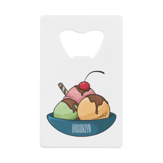 Afbeelding van de cartoon van ijs creditkaart flessenopener (Voorkant)