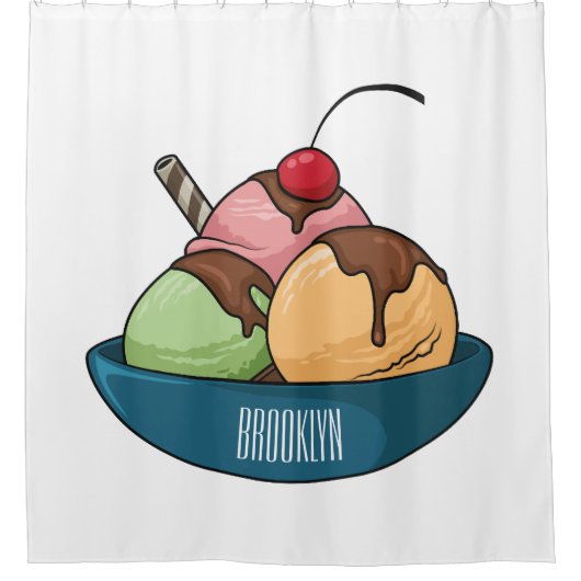 Afbeelding van de cartoon van ijs douchegordijn (Voorkant)