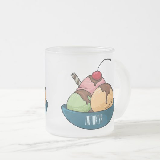 Afbeelding van de cartoon van ijs matglas koffiemok (Voorkant rechts)