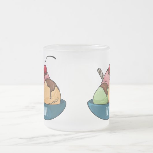 Afbeelding van de cartoon van ijs matglas koffiemok (Center)