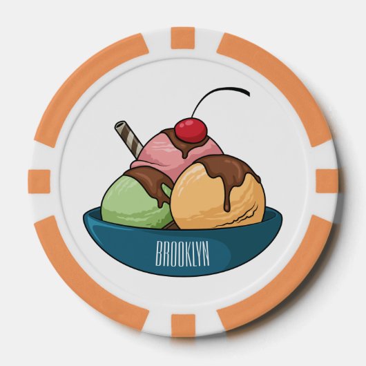 Afbeelding van de cartoon van ijs poker chips (Voorkant)
