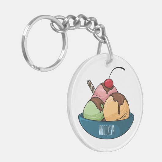 Afbeelding van de cartoon van ijs sleutelhanger (Voorkant Links)