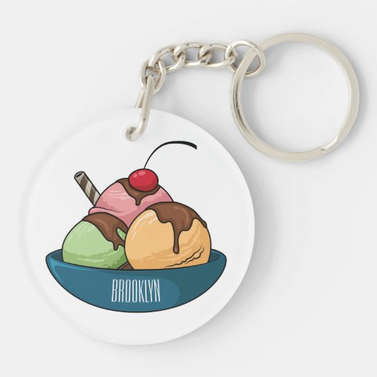 Afbeelding van de cartoon van ijs sleutelhanger (Achterkant)