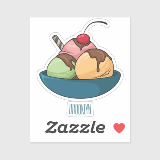 Afbeelding van de cartoon van ijs sticker (Vel)