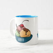 Afbeelding van de cartoon van ijs tweekleurige koffiemok (Voorkant links)