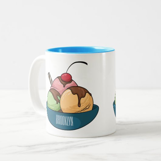 Afbeelding van de cartoon van ijs tweekleurige koffiemok (Voorkant links)