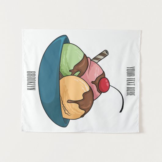 Afbeelding van de cartoon van ijs wandkleed (Voorkant (horizontaal))