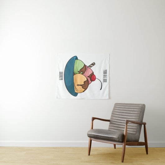 Afbeelding van de cartoon van ijs wandkleed (In Situ (horizontaal))