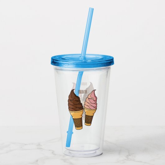 Afbeelding van de cartoon van ijscrème acryl drinkbeker (Achterkant)