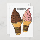 Afbeelding van de cartoon van ijscrème briefkaart (Voorkant / Achterkant)