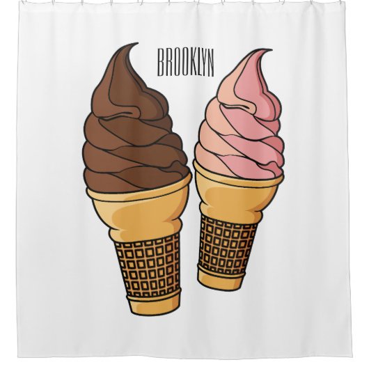 Afbeelding van de cartoon van ijscrème douchegordijn (Voorkant)