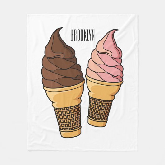 Afbeelding van de cartoon van ijscrème fleece deken (Voorkant)