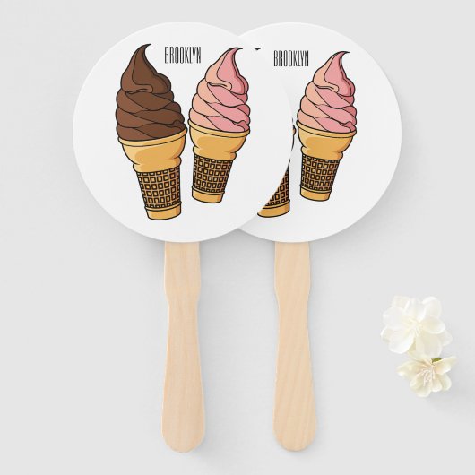 Afbeelding van de cartoon van ijscrème handwaaier (Voorkant en achterkant)