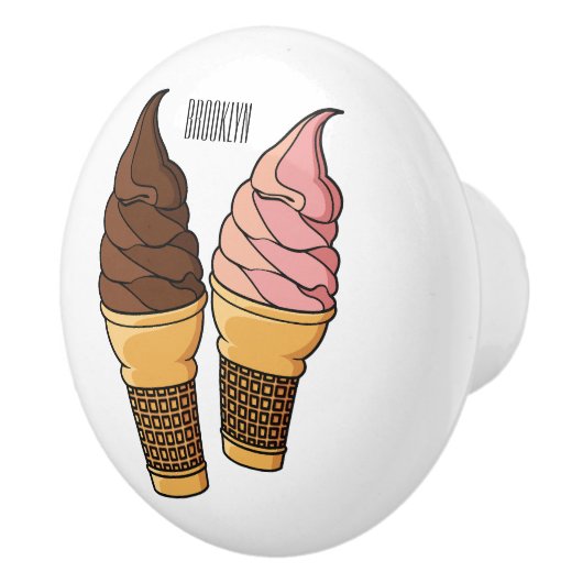 Afbeelding van de cartoon van ijscrème keramische knop (Rechts)