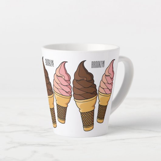 Afbeelding van de cartoon van ijscrème latte mok (Rechterhoek)