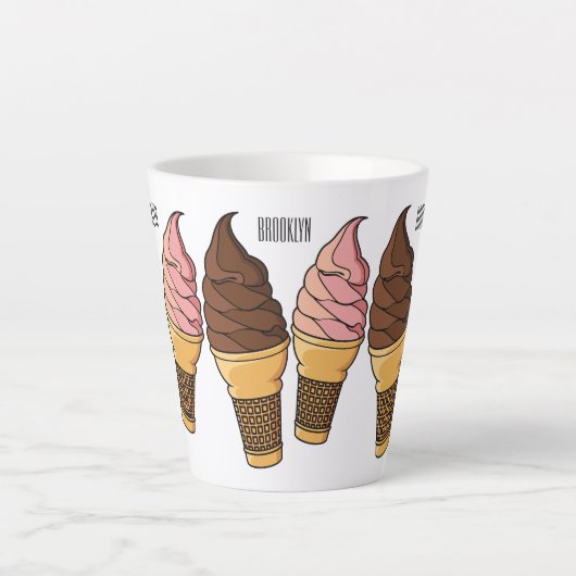 Afbeelding van de cartoon van ijscrème latte mok (Voorkant)