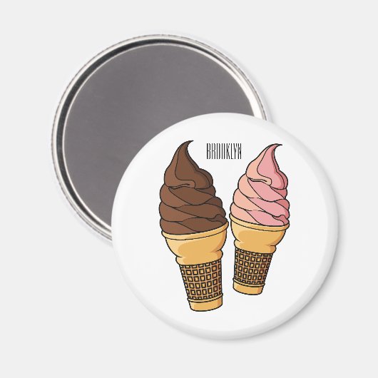 Afbeelding van de cartoon van ijscrème magneet (Voorkant / Achterkant)