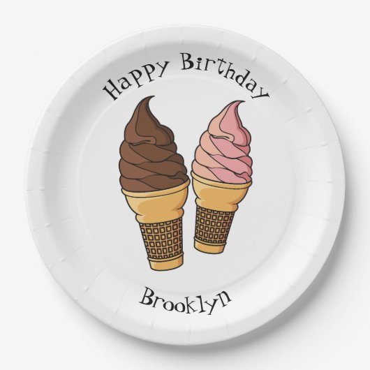 Afbeelding van de cartoon van ijscrème papieren bordje (Voorkant)