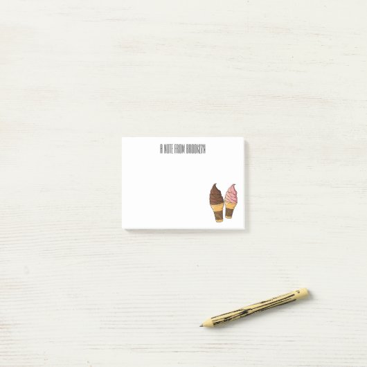 Afbeelding van de cartoon van ijscrème post-it® notes (Op bureau)