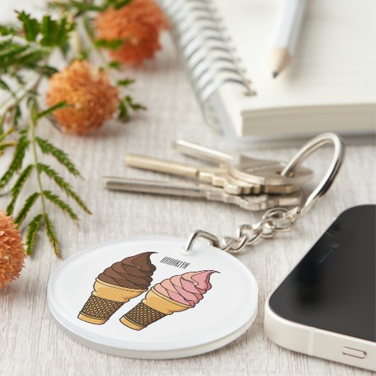 Afbeelding van de cartoon van ijscrème sleutelhanger (Voorkant Rechts)