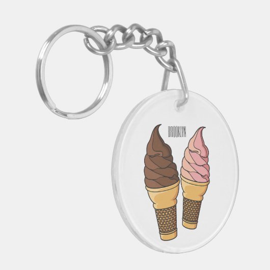 Afbeelding van de cartoon van ijscrème sleutelhanger (Voorkant Links)