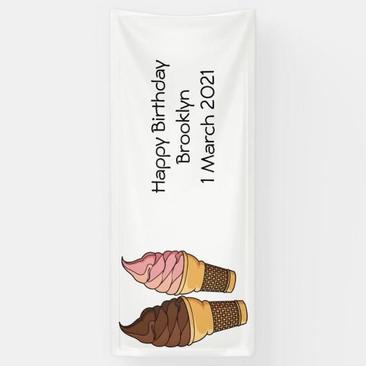 Afbeelding van de cartoon van ijscrème spandoek (Verticaal)