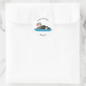Afbeelding van de cartoon van Koningseidervogel Ronde Sticker (Tas)