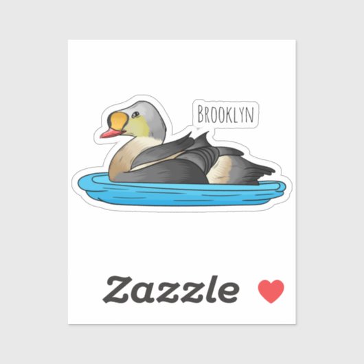 Afbeelding van de cartoon van Koningseidervogel Sticker (Vel)