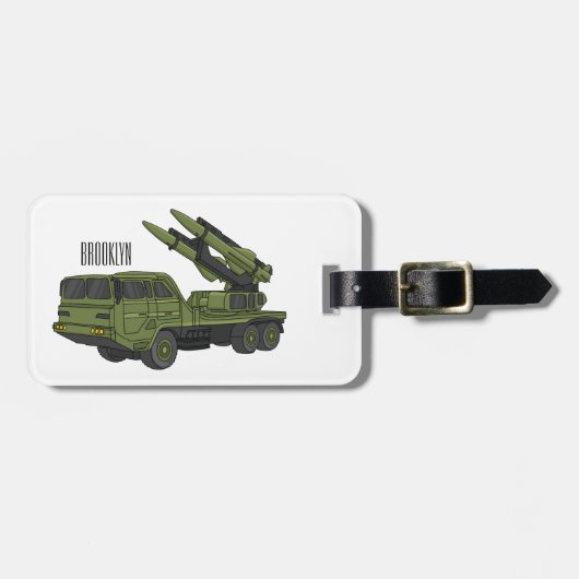 Afbeelding van de cartoon van militaire raketten bagagelabel (Voorkant horizontaal)