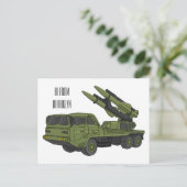 Afbeelding van de cartoon van militaire raketten briefkaart (Staand voorkant)