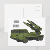 Afbeelding van de cartoon van militaire raketten briefkaart (Voorkant / Achterkant)