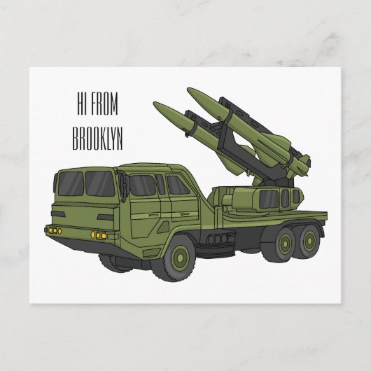 Afbeelding van de cartoon van militaire raketten briefkaart (Voorkant)