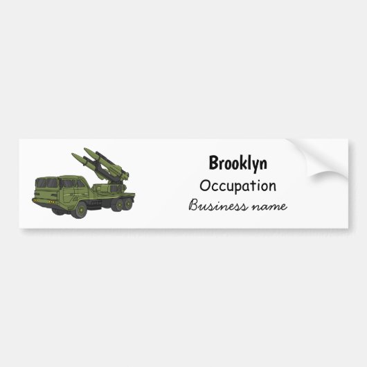Afbeelding van de cartoon van militaire raketten bumpersticker (Voorkant)