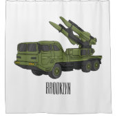 Afbeelding van de cartoon van militaire raketten douchegordijn (Voorkant)