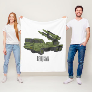 Afbeelding van de cartoon van militaire raketten fleece deken