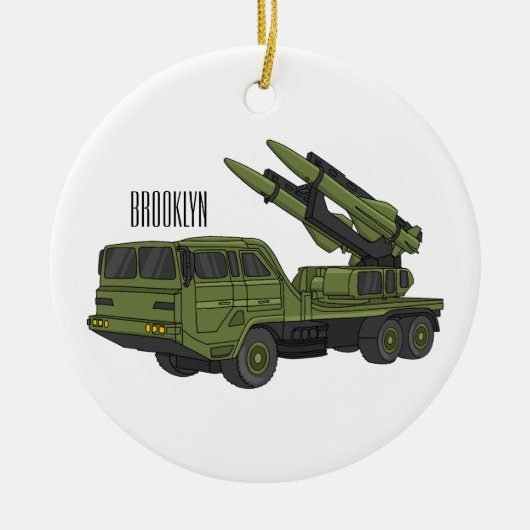 Afbeelding van de cartoon van militaire raketten keramisch ornament (Voorkant)