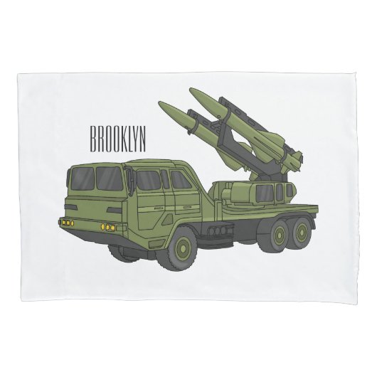 Afbeelding van de cartoon van militaire raketten kussensloop (Voorkant)