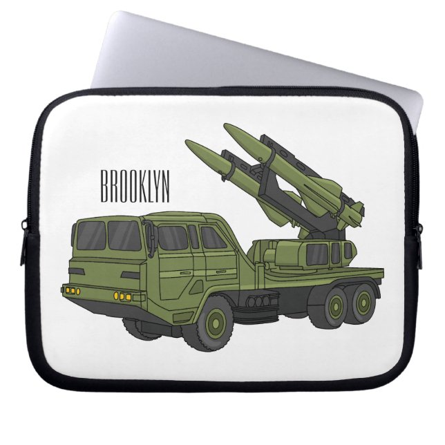 Afbeelding van de cartoon van militaire raketten laptop sleeve (Voorkant)
