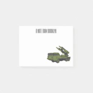 Afbeelding van de cartoon van militaire raketten post-it® notes