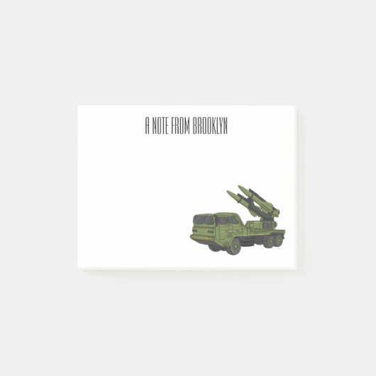 Afbeelding van de cartoon van militaire raketten post-it® notes (Voorkant)