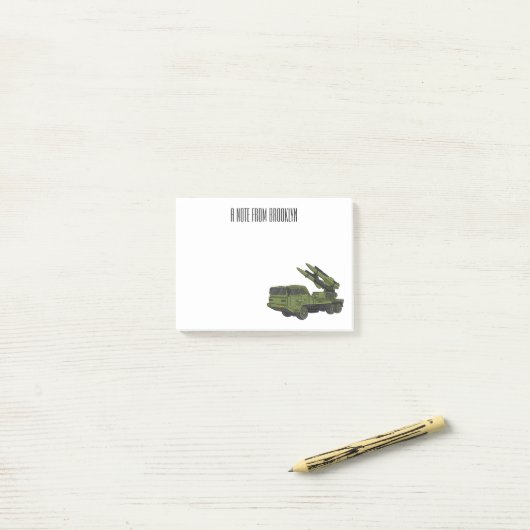 Afbeelding van de cartoon van militaire raketten post-it® notes (Op bureau)