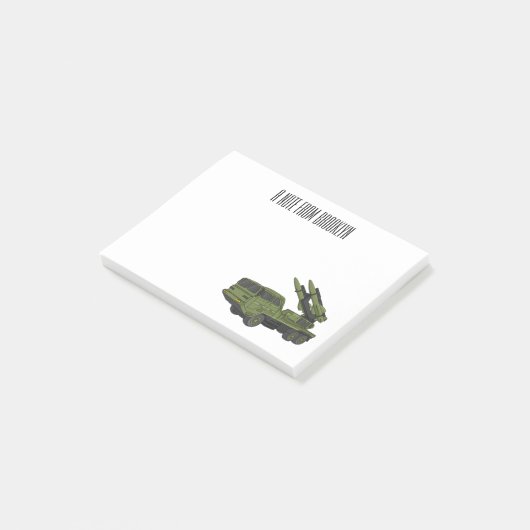 Afbeelding van de cartoon van militaire raketten post-it® notes (Schuin)