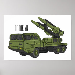 Afbeelding van de cartoon van militaire raketten poster