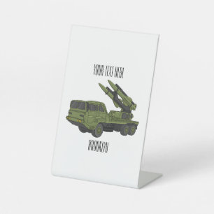 Afbeelding van de cartoon van militaire raketten reclamebord met voetstuk