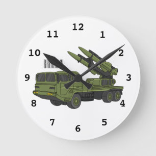 Afbeelding van de cartoon van militaire raketten ronde klok