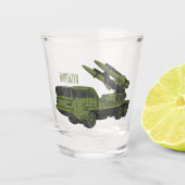 Afbeelding van de cartoon van militaire raketten shot glas (Voorkant)